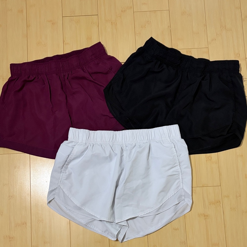Women's Black, White, and Maroon Athletic Shorts